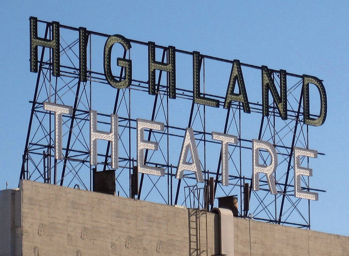 The Highland Theatre rooftop sign