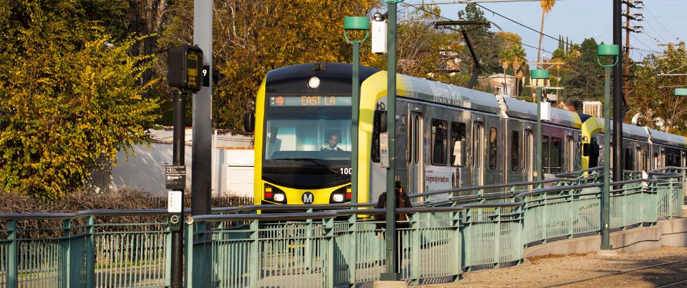 A Metro train at the Highland Park station